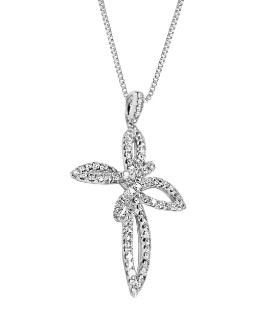 Lysandra Diamond Encrusted Cross Pendant in 18K White Gold
