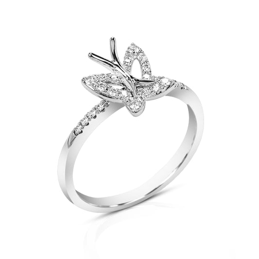 Mallory 18K White Gold Diamond Encrusted Butterfly Ring