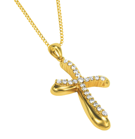 Marcella Diamond Encrusted Cross Pendant in 18K Rose Gold