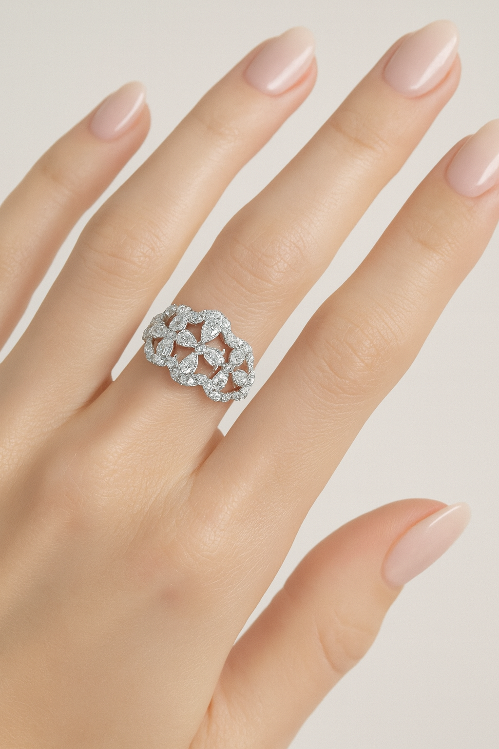 Margot Petal Lattice Diamond Ring