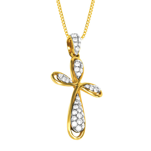 Marianne Diamond Encrusted Cross Pendant in 18K Rose Gold