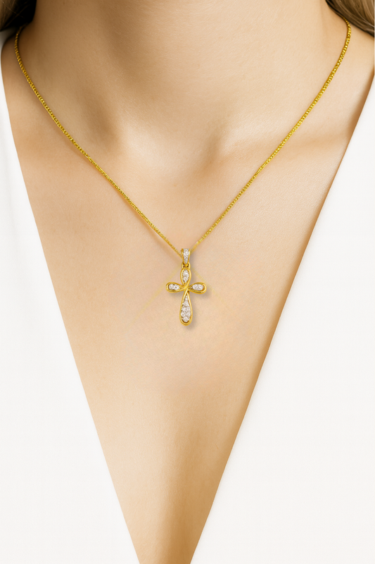 Marianne Diamond Encrusted Cross Pendant in 18K Rose Gold
