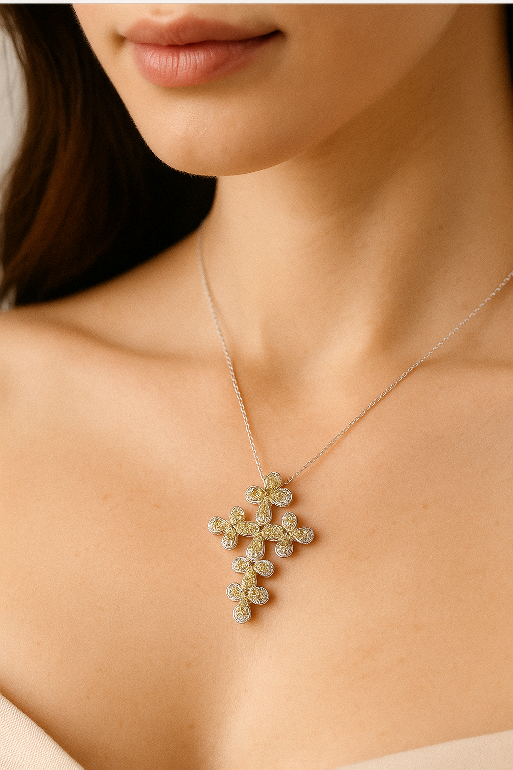 Mariella Bloom Diamond Cross Pendant