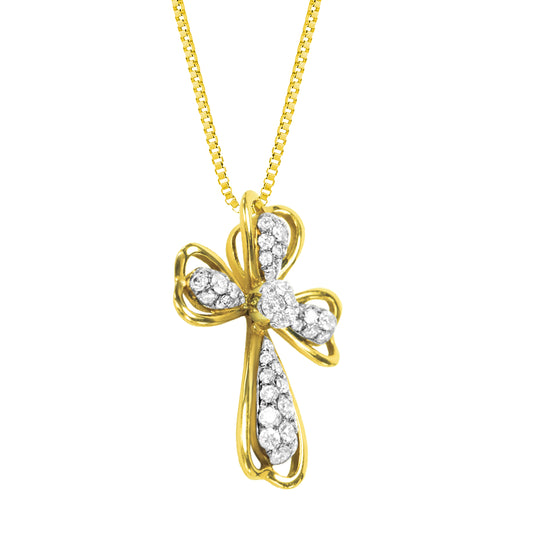 Marigold Diamond Encrusted Cross Pendant in 18K Rose Gold