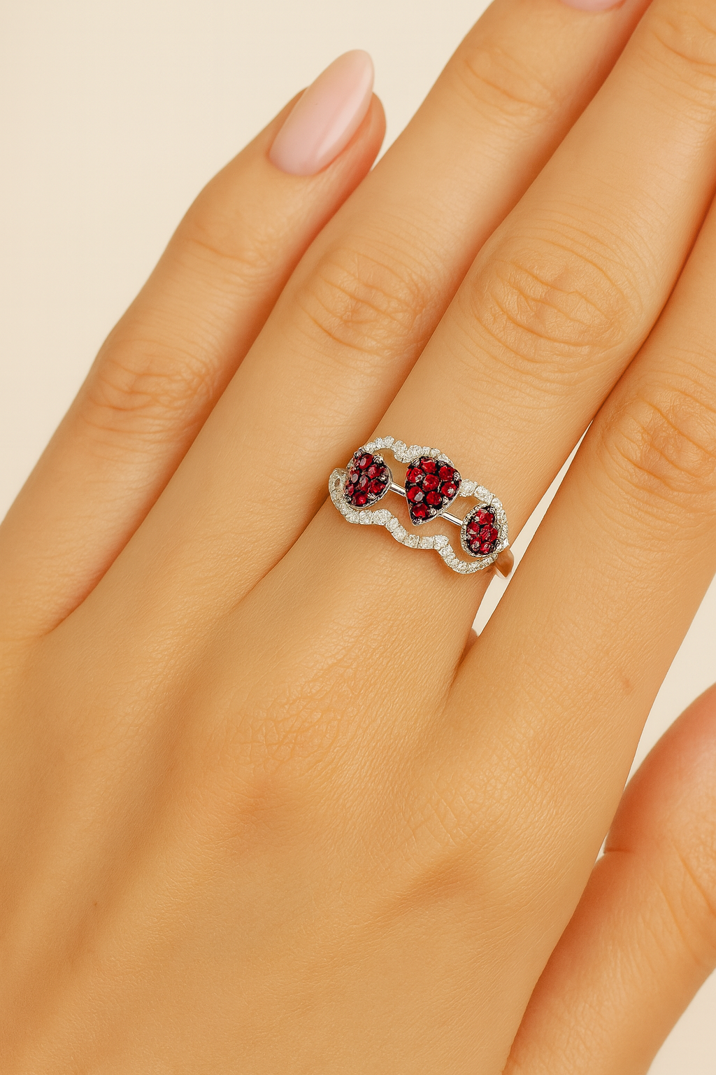 Meredith Crimson Crown Trio Ring