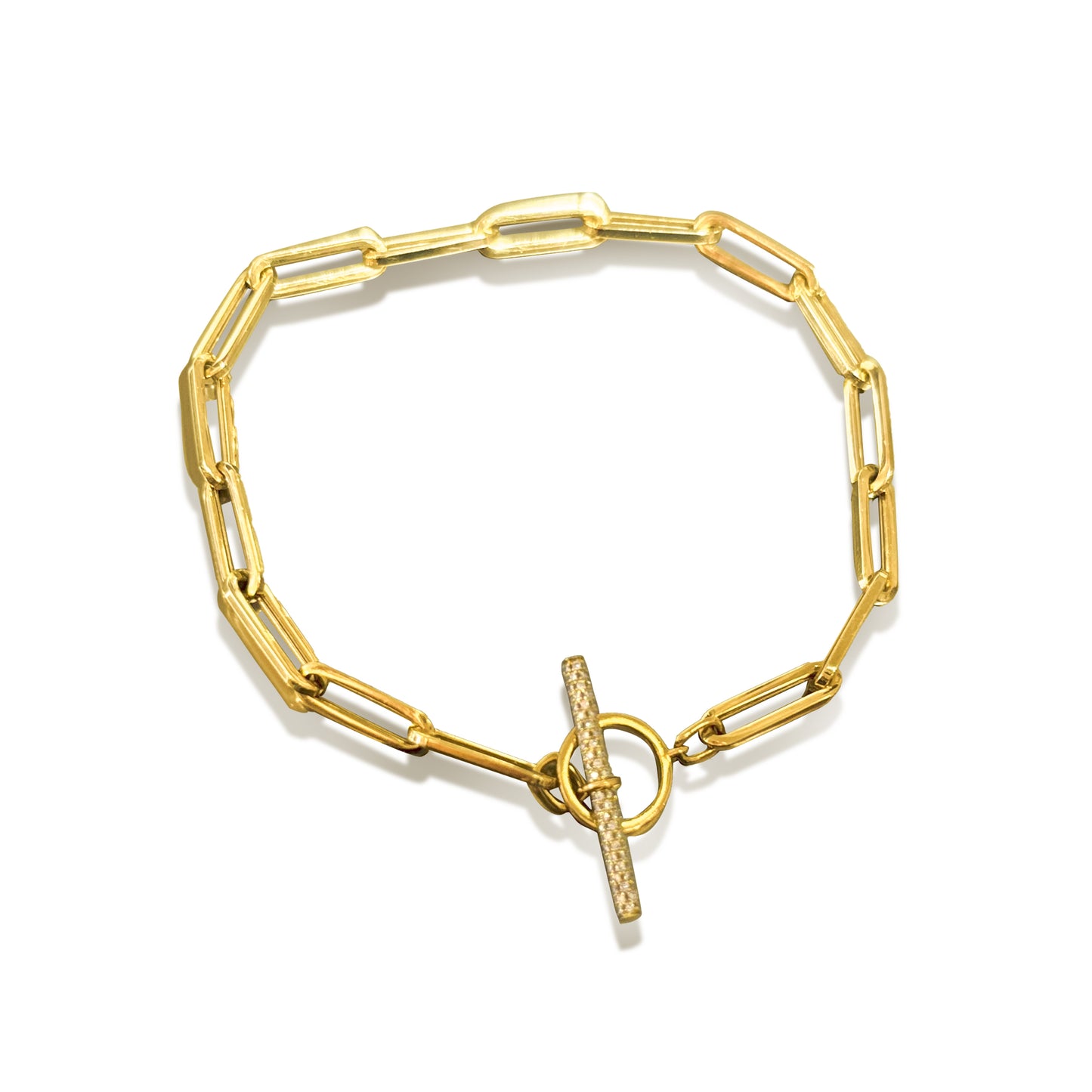Mirabelle Diamond-Encrusted Paperclip Bracelet in 18K Gold