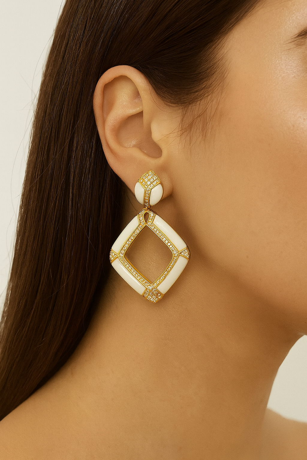 Monica Enamel Diamond Drop Earrings