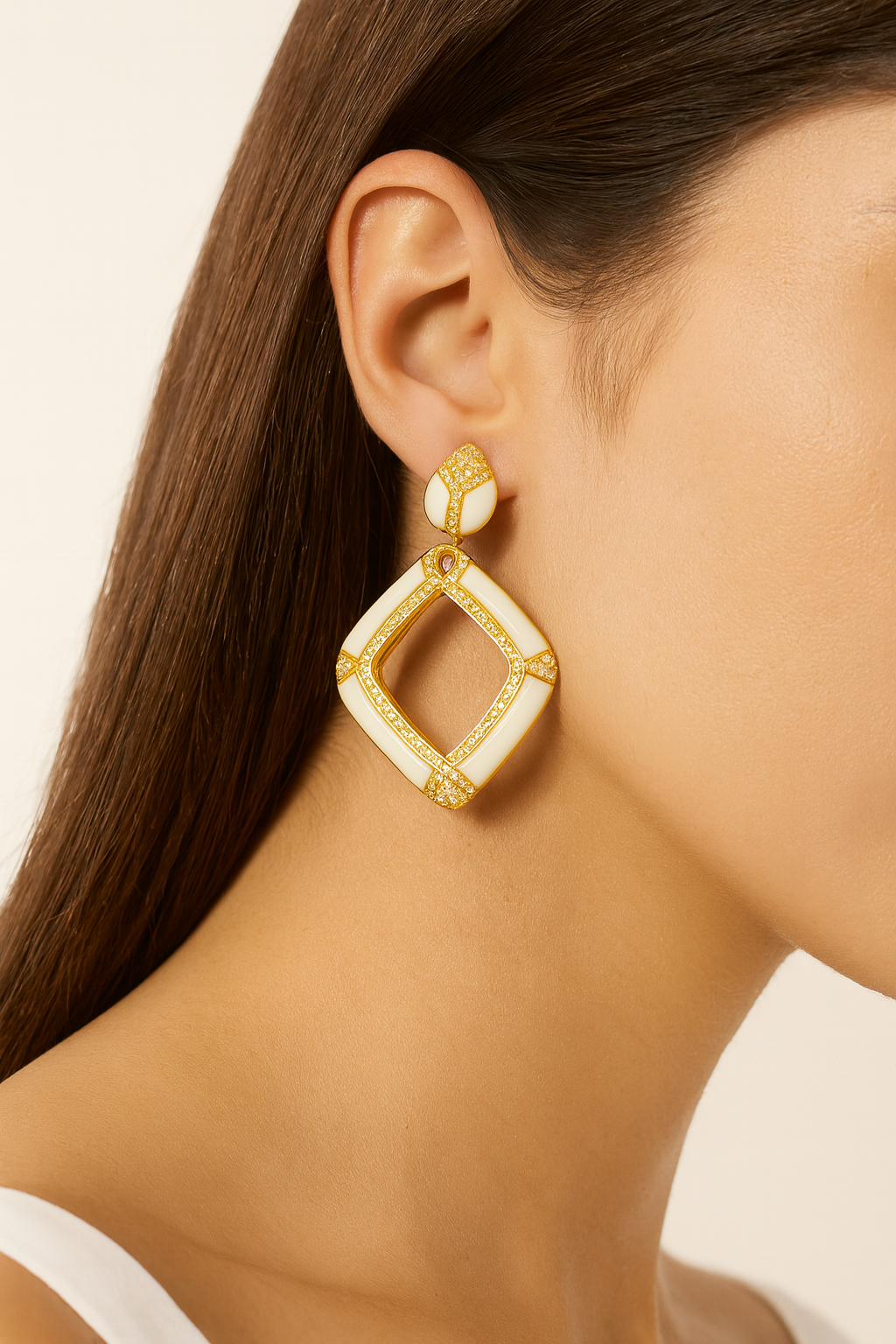 Monica Enamel Diamond Drop Earrings