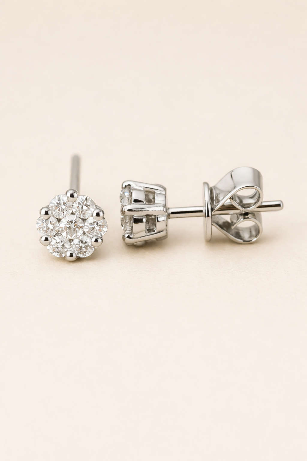 Natalia 18K White Gold Diamond Stud Earrings
