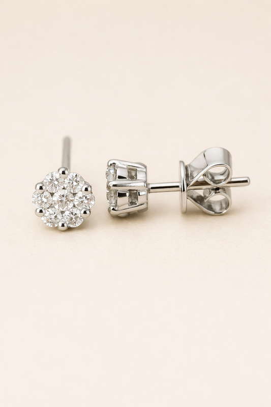 Natalia 18K White Gold Diamond Stud Earrings