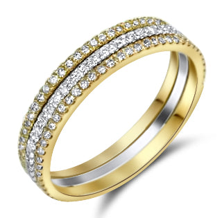 Natalie Diamond Paved 3-Tone Gold Ring