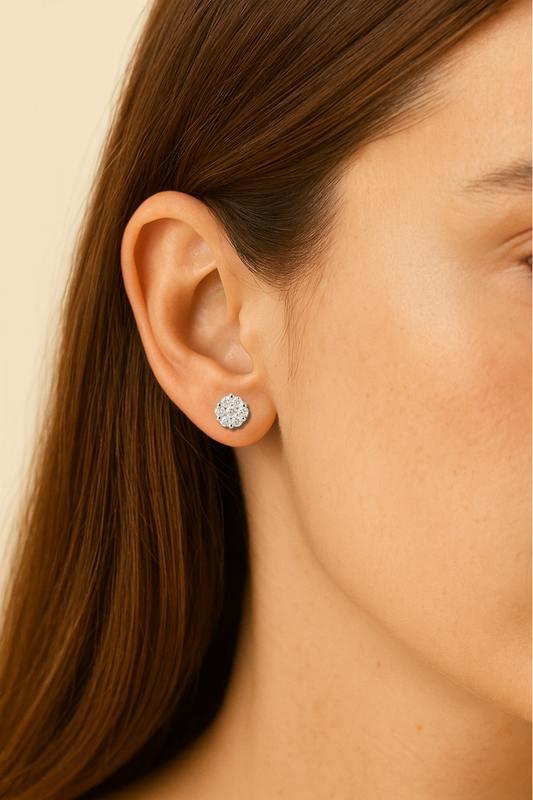 Natalia 18K White Gold Diamond Stud Earrings