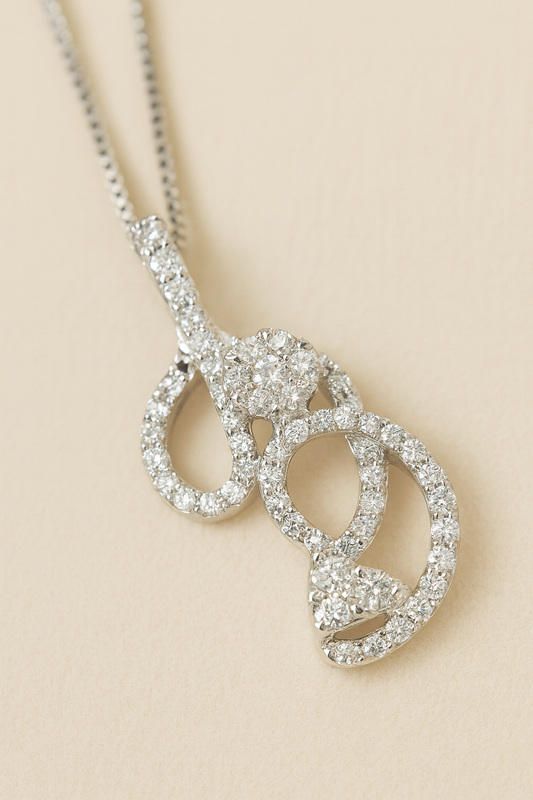 Odette Classy Diamond Encrusted Pendant in 18K White Gold