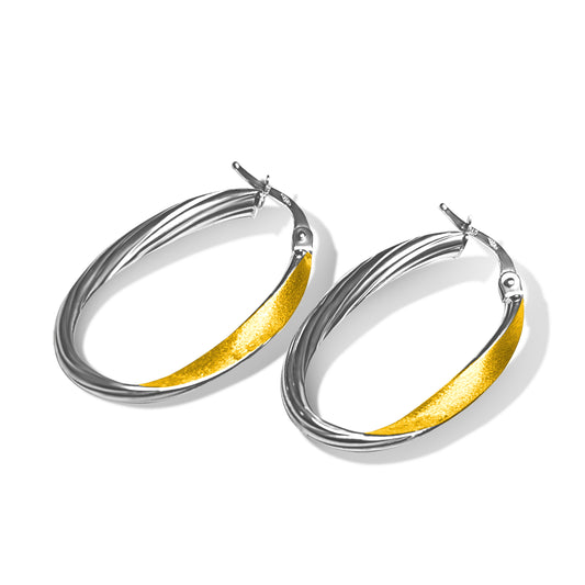 Olivia Gold Hoop Earrings in White Gold and Pure Gold