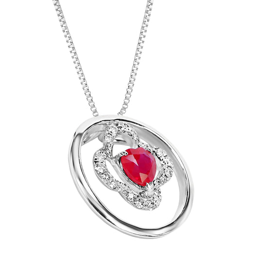 Ophelia Ruby and Diamond Adorned Pendant in 18K White Gold