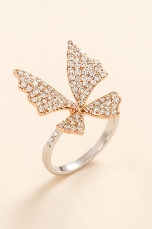 Carmel Papillon Rosegold and Diamonds Ring