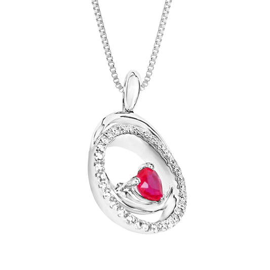 Philippa Ruby and Diamond Adorned Pendant in 18K White Gold