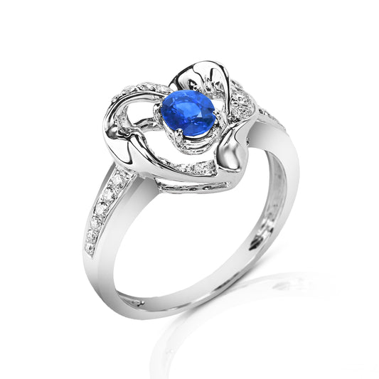 Pia 18K White Gold Sapphire and Diamond Ring