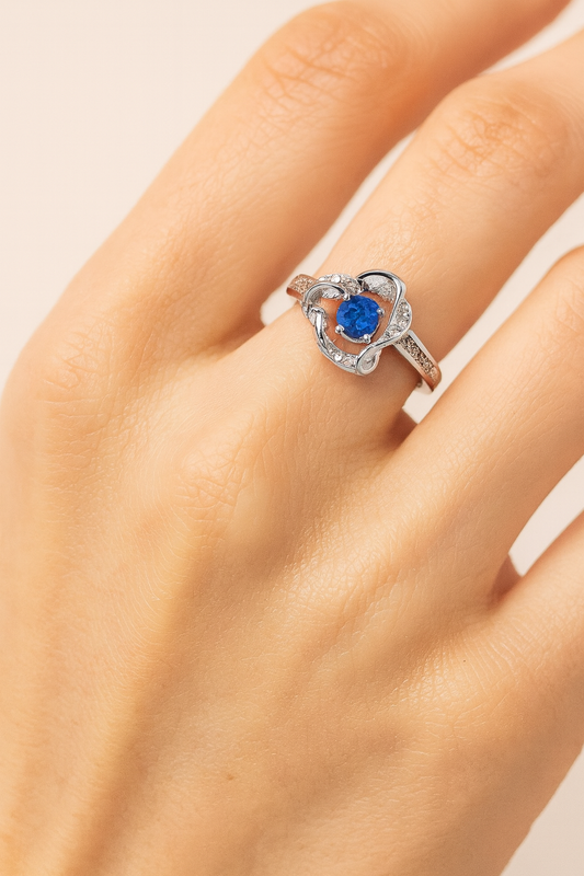 Pia 18K White Gold Sapphire and Diamond Ring