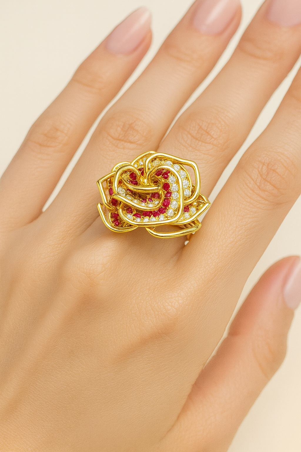 Rosetta Golden Rose Diamond Ring