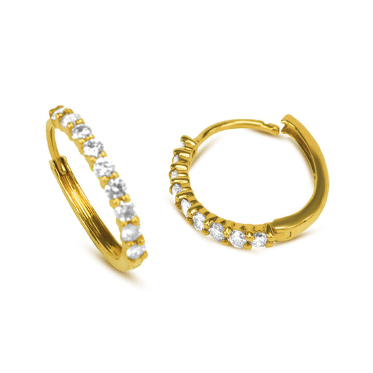 Rowena 18K Pure Gold Diamond Huggies
