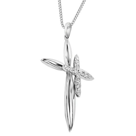 Sabine Diamond Encrusted Cross Pendant in 18K White Gold