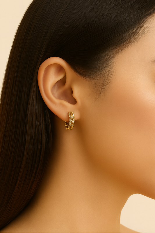 Sophia Diamond Adorned Chain Huggies in 14K Solid Gold