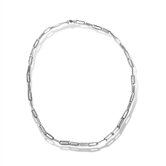 Valentina Classic 18K White Gold Paperclip Chain Necklace
