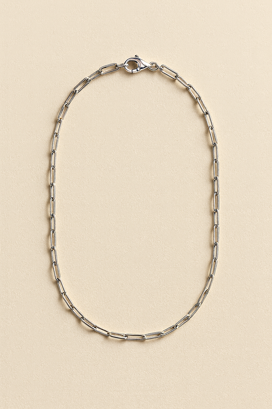 Valentina Classic 18K White Gold Paperclip Chain Necklace