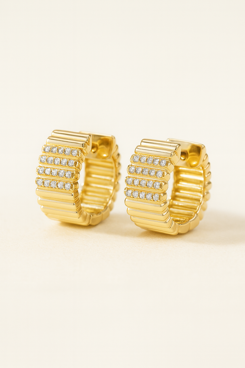 Venetia Diamond Adorned 14K Gold Huggie Earrings
