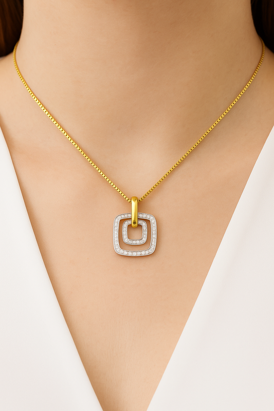 Verity Diamond Encrusted Pendant in 18K White & Pure Gold