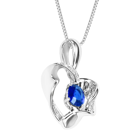 Victoria Sapphire and Diamond Pendant in 18K White Gold