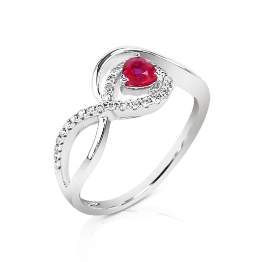 Ysabelle Infinity 18K White Gold Ruby & Diamond Ring