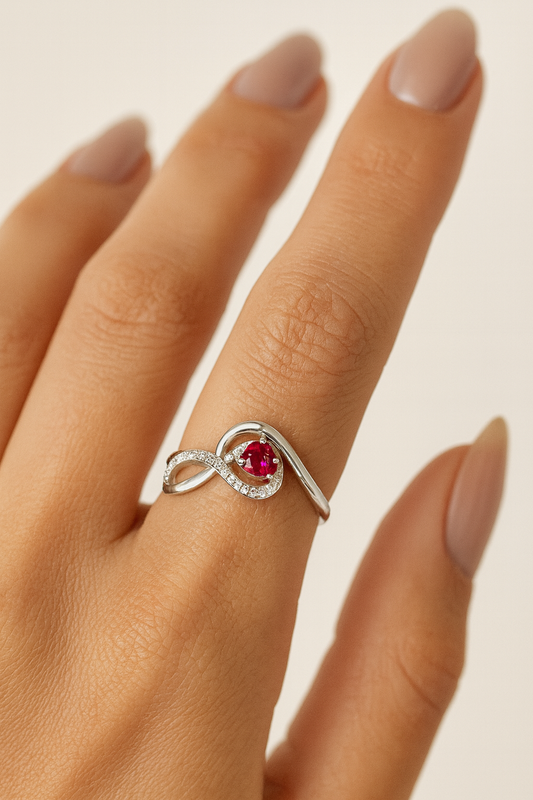 Ysabelle Infinity 18K White Gold Ruby & Diamond Ring